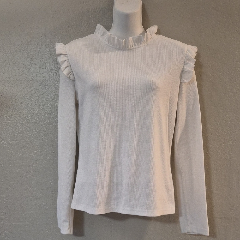 Women's Ruffled White Top